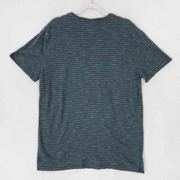 Roark Shirt Mens XL Green Gray Striped Revival Pocket Crewneck Short Sleeve Tee - Picture 10 of 11